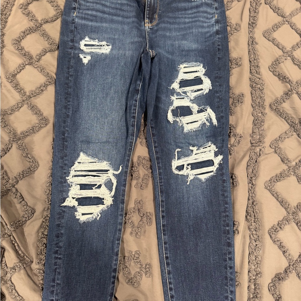 American Eagle Outfitters Distressed Blue Jeggings - Picture 1 of 2